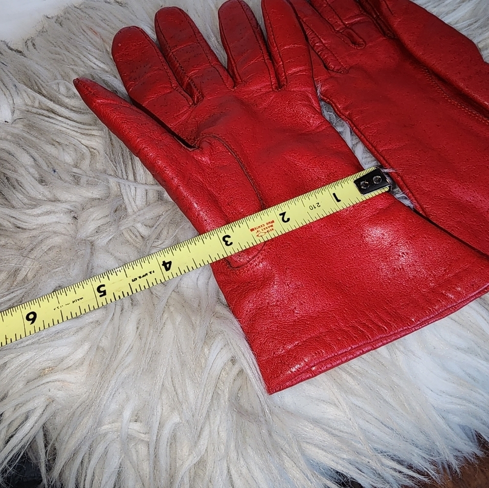 Van Raalte Vintage Red Textured Leather  Gloves S - Picture 5 of 9